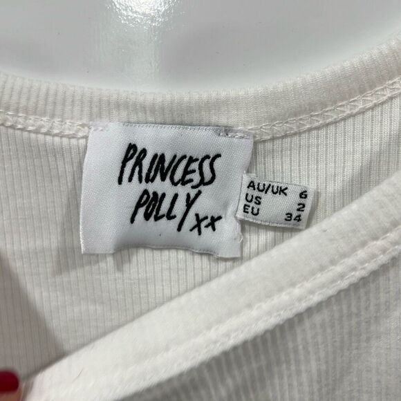 Princess Polly white ribbed cropped tank size 2 - Picture 2 of 5